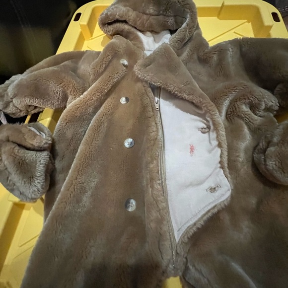 Baby 3-6 months Brown Winter Snowsuit Warm Bundling Cold Weather Footed Pj’s - Picture 5 of 13